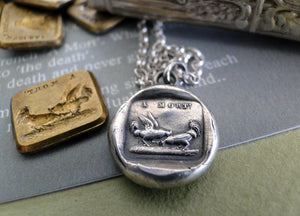 fighter pendant . Sterling silver antique wax seal jewelry, Sterling silver fight the death pendant.
