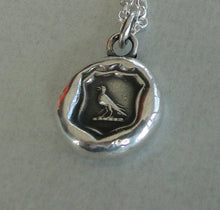 Load image into Gallery viewer, Crow pendant, knowledge, raven wax seal jewelry, sterling necklace silver pendant