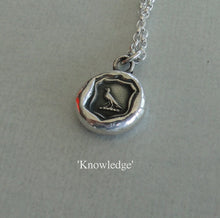 Load image into Gallery viewer, Crow pendant, knowledge, raven wax seal jewelry, sterling necklace silver pendant
