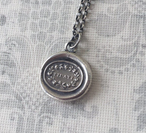 Trust pendant.  Antique wax letter seal pendant. Sterling silver Italian flower necklace. Handmade trust necklace &#39;Fidati&#39;.