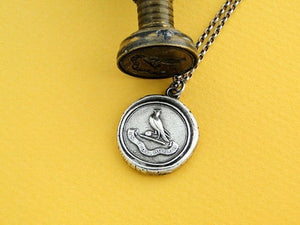 Faith is my Strength..... wax seal jewelry, Sterling silver necklace, religious jewelry, handmade amulet, talisman dove of peace and virtue.