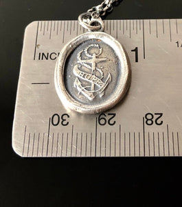 Silver Anchor Necklace Wax Seal Necklace, Nautical Jewelry, sailor pendant, &#39;Hope&#39; pendant.