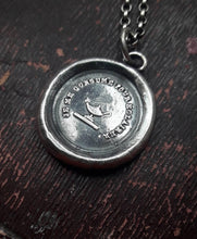 Load image into Gallery viewer, Antique Oil lamp pendant.I give my all.  Antique wax letter seal. Sterling French pendant necklace