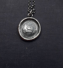 Load image into Gallery viewer, Antique Oil lamp pendant.I give my all.  Antique wax letter seal. Sterling French pendant necklace