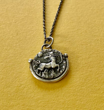 Load image into Gallery viewer, Sagittarius handmade sterling silver pendant. Zodiac sign coin necklace.