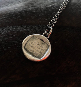 A kiss is sweet when lovers meet.  antique wax seal jewellery. seal jewelry.  handmade sterling pendant. meaningful gift for lover.