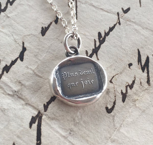 Motto pendant, More devil than joy. Wonderful antique wax letter seal impression. Victorian seal impression.