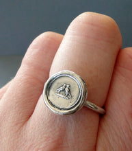 Load image into Gallery viewer, Love birds ring, Antique wax seal jewelry,  Sterling silver, love, romance, pendant. Wedding jewelry, bridesmaids gift