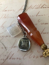 Load image into Gallery viewer, Ready for anything, in utrumque paratus.  Antique wax letter seal impression.  Sterling silver motivational pendant.  Always prepared....