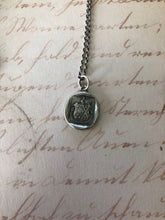 Load image into Gallery viewer, Ready for anything, in utrumque paratus.  Antique wax letter seal impression.  Sterling silver motivational pendant.  Always prepared....