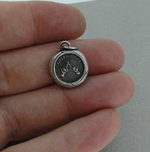 A wish between us - wishbone pendant.  antique wax letter seal, sterling wax seal pendant. handmade sterling antique pendant.