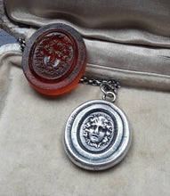 Load image into Gallery viewer, Medusa pendant,  Antique wax letter seal, Tassie intaglio featuring the Greek Gorgon.  Strong Warrior Woman