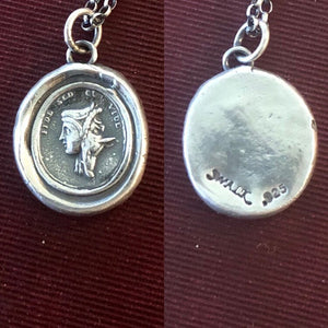 Trust, but be careful of whom you trust”.  “Fide sed cui vide”. Beware of people who are deceitful.  Georgian Tassie seal pendant.