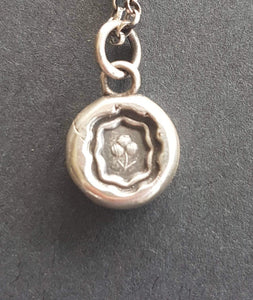 Lucky Shamrock - sterling silver antique wax seal.  Handmade sterling Irish pendant.  Emblem of Ireland