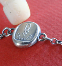 Load image into Gallery viewer, Antique Wax seal bracelet.  Holdfast, lovers knot  eternity bracelet.   Sailing bracelet. Various sizes, sterling silver chain bracelet.