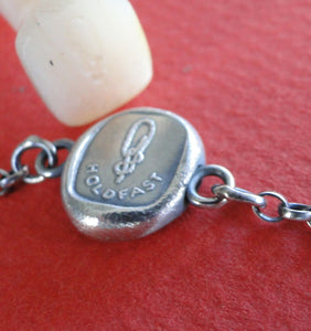 Antique Wax seal bracelet.  Holdfast, lovers knot  eternity bracelet.   Sailing bracelet. Various sizes, sterling silver chain bracelet.