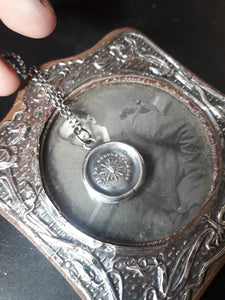 I never retreat..... let your light shine always!. Sterling silver antique wax letter seal pendant.  dating from the 18th century.