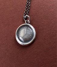 Load image into Gallery viewer, Quill pendant, Antique wax letter seal pendant. &#39;Always sincere&#39;.