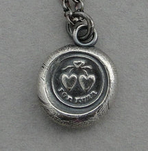Load image into Gallery viewer, FOREVER..... antique wax seal, silver necklace, sterling silver, love, two heart joined as one, talisman, pendant, bridal jewelry, valentine