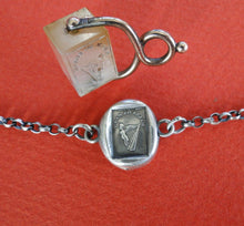 Load image into Gallery viewer, Bracelet with Antique Wax seal Amulet,    Erin Go Bragh,   various sizes, sterling silver.