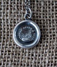 Load image into Gallery viewer, Sterling silver Antique wax seal pendant.  Snakes in the grass, warning.  Beware, protection pendant.