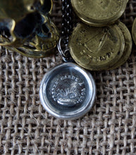 Load image into Gallery viewer, Sterling silver Antique wax seal pendant.  Snakes in the grass, warning.  Beware, protection pendant.