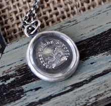Load image into Gallery viewer, Sterling silver Antique wax seal pendant.  Snakes in the grass, warning.  Beware, protection pendant.