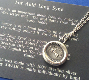 New Years Eve, For Auld Lang Syne. Lovely Sterling silver, antique wax letter seal pendant. New Years Eve amulet