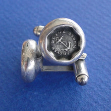 Load image into Gallery viewer, Proved by the Storm cufflinks .... antique wax seal, sterling silver, survivor, succeed, successful emblem