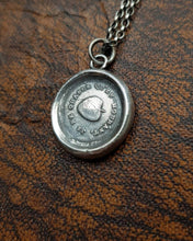 Load image into Gallery viewer, Oak leaf pendant. I remain faithful. Je ne change  qu&#39;en mourant. Antique wax seal pendant.