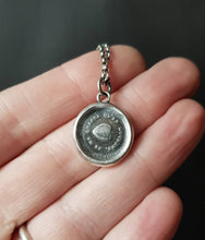 Load image into Gallery viewer, Oak leaf pendant. I remain faithful. Je ne change  qu&#39;en mourant. Antique wax seal pendant.