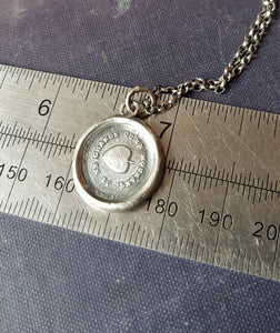 Oak leaf pendant. I remain faithful. Je ne change  qu&#39;en mourant. Antique wax seal pendant.