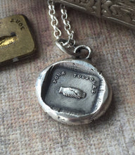Load image into Gallery viewer, Pour toujours..... Forever.   Sterling silver, antique wax seal impression, handmade, pendant.