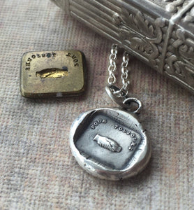 Pour toujours..... Forever.   Sterling silver, antique wax seal impression, handmade, pendant.