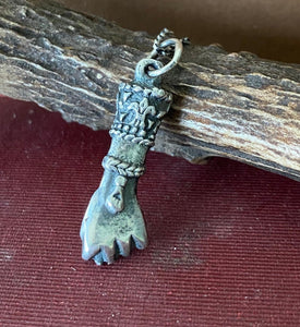 Victorian sterling silver figa hand.  Good luck charm amulet.