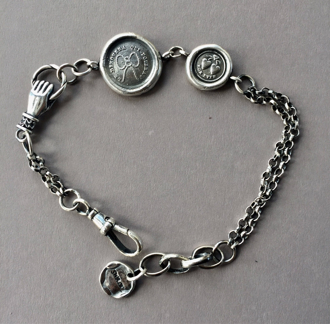 Antique sterling hotsell silver charm bracelet