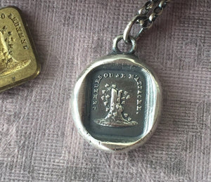 Faithful Ivy pendant. &#39;I cling or I die. Antique wax letter seal pendant.