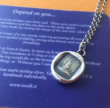 Load image into Gallery viewer, Faithful Ivy pendant. &#39;I cling or I die. Antique wax letter seal pendant.