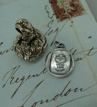 Load image into Gallery viewer, friendship, Rebus puzzle, antique wax seal impression, may the wings of friendship...... 100% sterling silver.