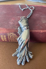 Load image into Gallery viewer, Monster Memento Mori , Victorian mourning hand pendant and chain.  Hand holding wrath.  Enormous statement  sterling silver pendant .