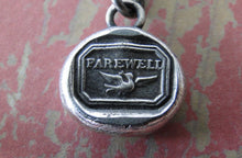 Load image into Gallery viewer, Farewell, Swallow, bird, goodbye, sterling silver, antique wax seal