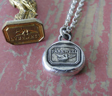 Load image into Gallery viewer, Farewell, Swallow, bird, goodbye, sterling silver, antique wax seal