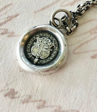 Load image into Gallery viewer, Victory or death! Vincere aut Mort.  Antique wax letter seal impression.  Empowering, motivational, meaningful jewelry