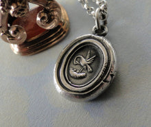 Load image into Gallery viewer, Pelican in her piety, parenthood necklace.  Family pendant, mother nurturing her young. Silver Mother or father gift,  chicks in a nest.