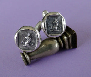 Wisdom and diplomacy Cufflinks. Goat or Ibex, antique wax seal impression, sterling silver cufflinks
