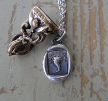 Load image into Gallery viewer, Sterling silver antique wax letter seal jewellery, featuring horn of plenty, and be thankful,  thank you necklace, blessings necklace