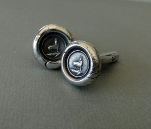 Wisdom and diplomacy Cufflinks. Full Goat image, antique wax seal impression, sterling silver cufflinks