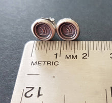 Load image into Gallery viewer, Tiny Sterling Silver, Wax seal impression, antique squirrel stud earrings.