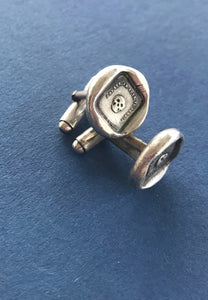 Mortality cufflinks, skull, &#39;as you are so once was I&#39; sterling silver cufflinks. swalk, antique wax letter seal impression
