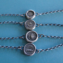 Load image into Gallery viewer, Bracelet, Antique Wax seal Amulet, bracelet, various sizes, sterling silver.